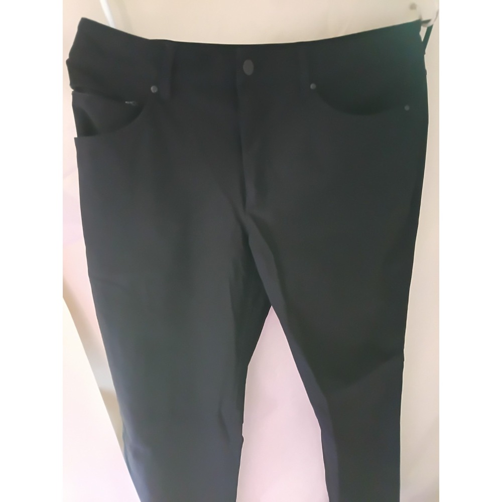 7 Diamonds Men's 33x32 Black chino Stretch Infinity Pants Flat Front Straight